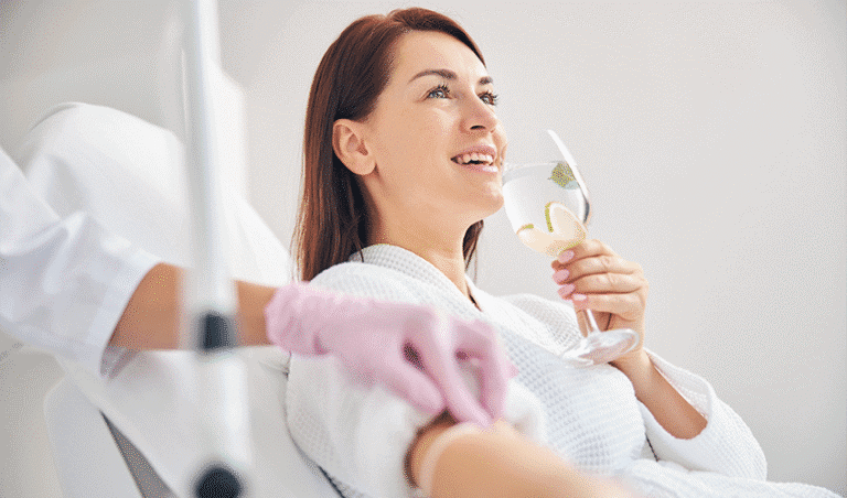 IV therapy drip bag for hydration and wellness treatment at TrufaMED