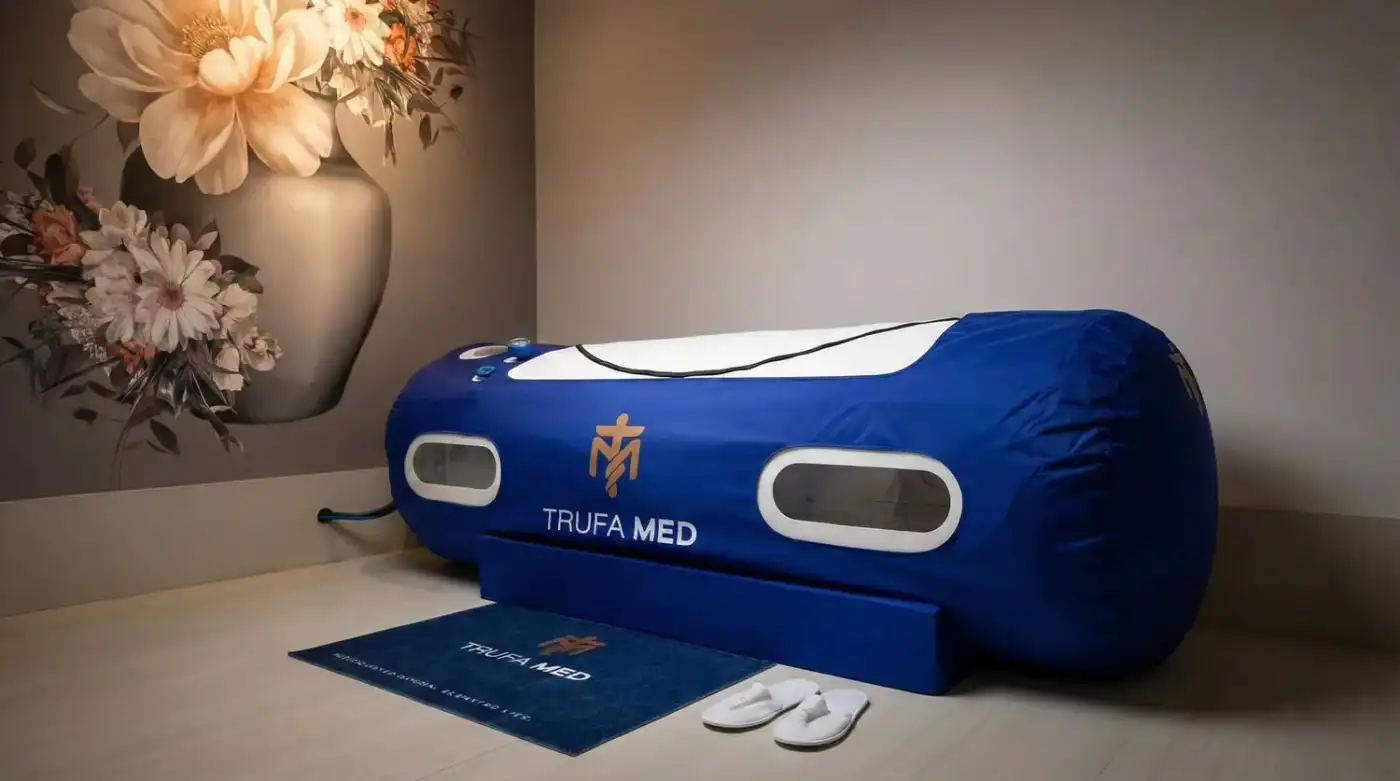 Hyperbaric oxygen therapy chamber at TrufaMED in Surfside, FL — physician-led HBOT in Miami with UHMS-certified oversight