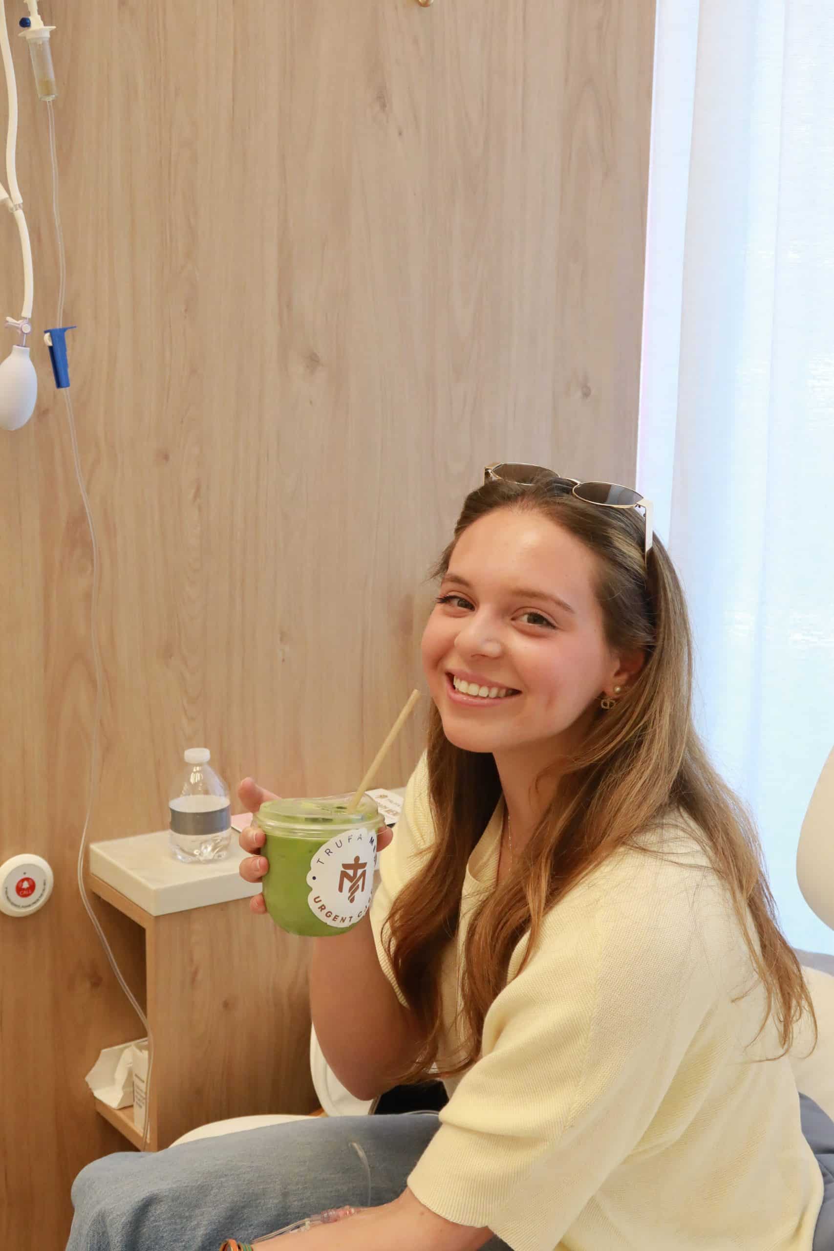 TrufaMED IV therapy session with Matcha Maven wellness influencer