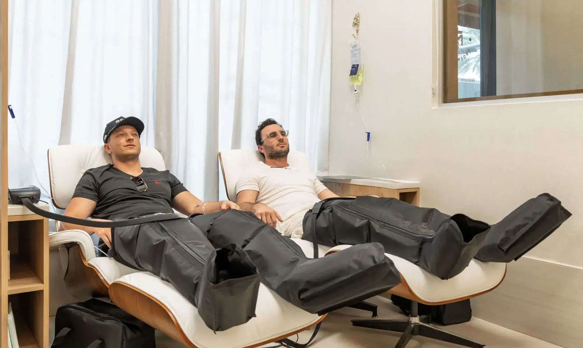 Patients receiving IV therapy and compression recovery at TrufaMED in Surfside, Miami
