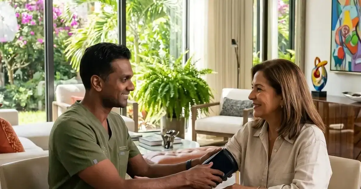Dr. Shane Naidoo on a house call to a patient at home in Miami