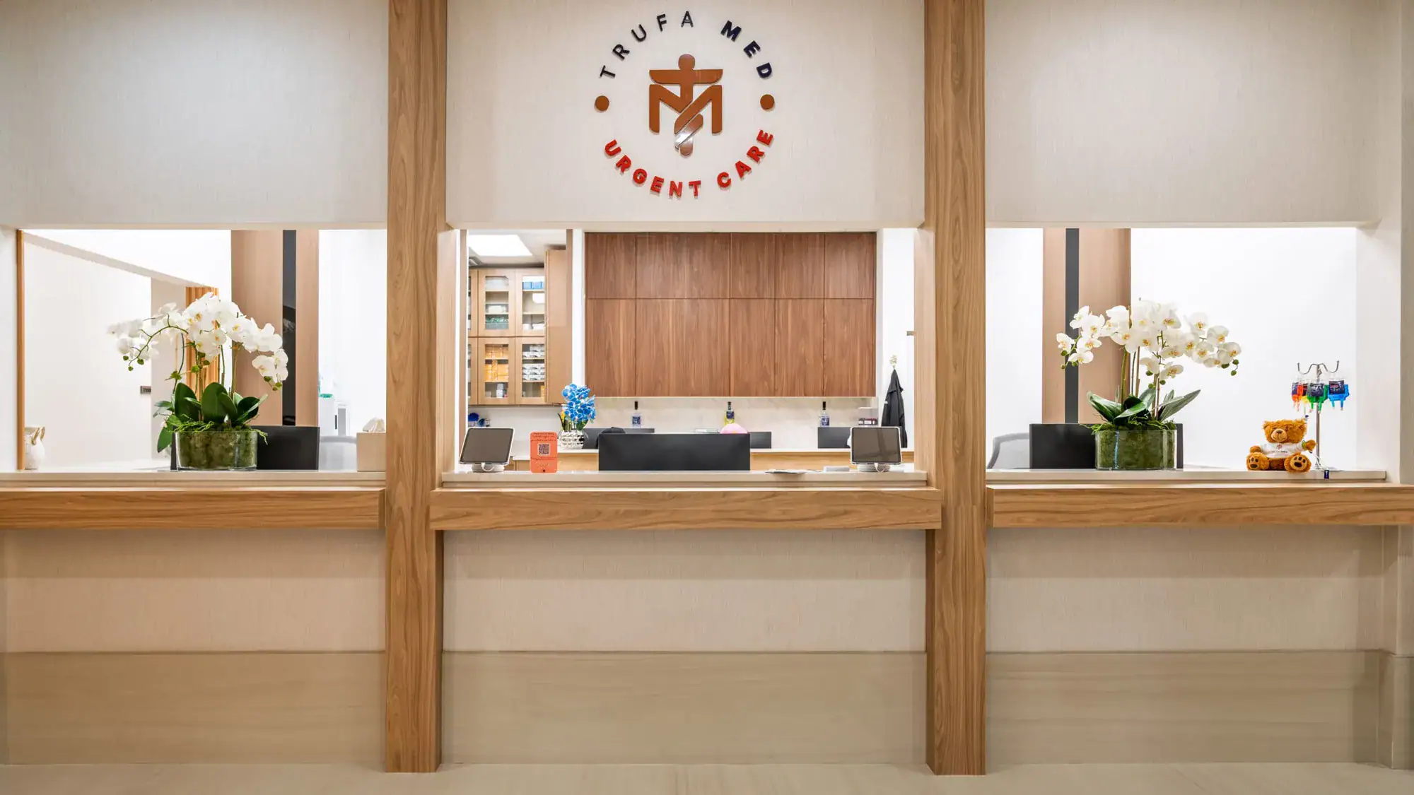 The TrufaMED Urgent Care reception desk in Surfside, Miami